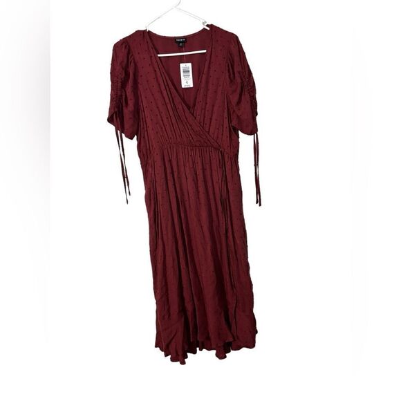 NEW TORRID Women's Midi Swiss Linen Wrap Surplice Dress size M/L - Picture 4 of 12